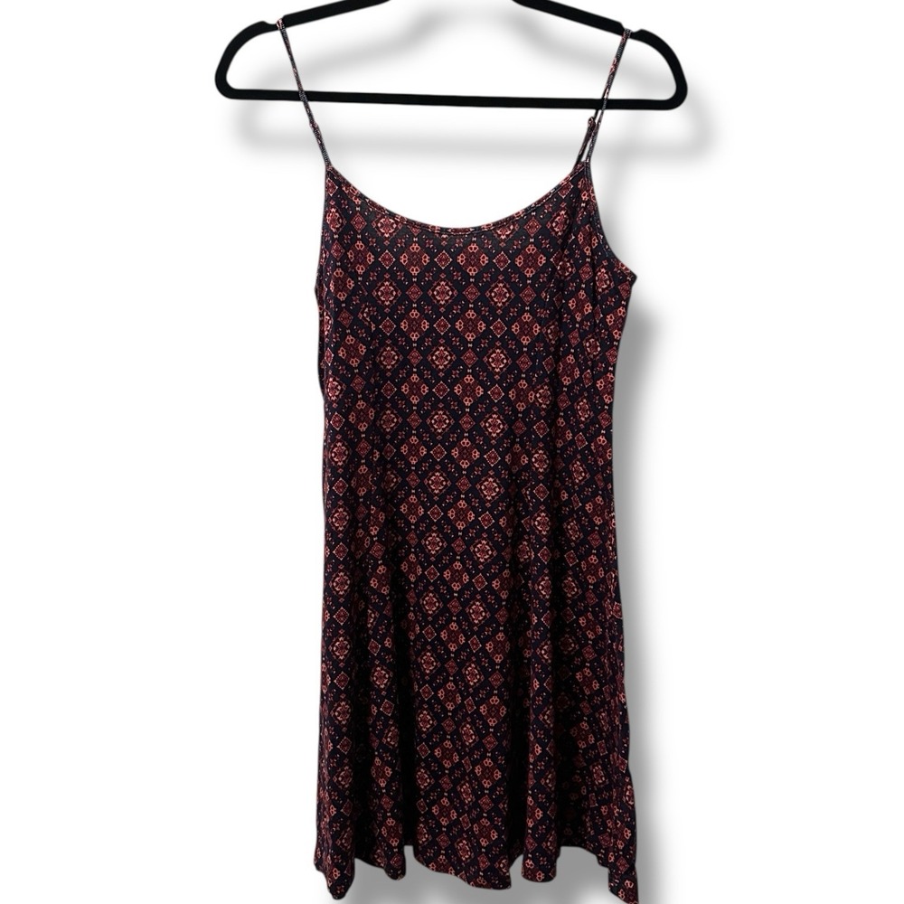 Strappy Knit Dress Rust Navy Women's L Boho Casual Summer Festival Vacation NWT
